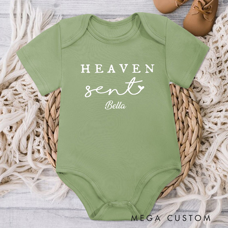 Personalized Heaven Sent Baby Onesie with Name Gender Neutral Baby Gift Pregnancy Annoucement New Baby Gift Baby Shower Gif in Memory of Loved One