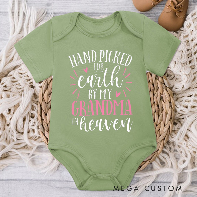 Personalized Hand Picked for Earth Onesie in Heaven Onesie Custom Heaven Sent Onesie Baby Announcement Bodysuit Baby Shower Gift In Memory of Bodysuit