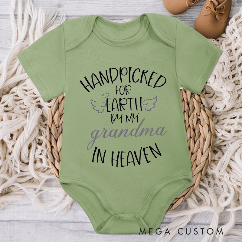 Personalized Handpicked for Earth Onesie Custom Heaven Sent Baby Bodysuit in Heaven Onesie Baby Onesie Announcement Onesie Baby Shower Gift New Baby