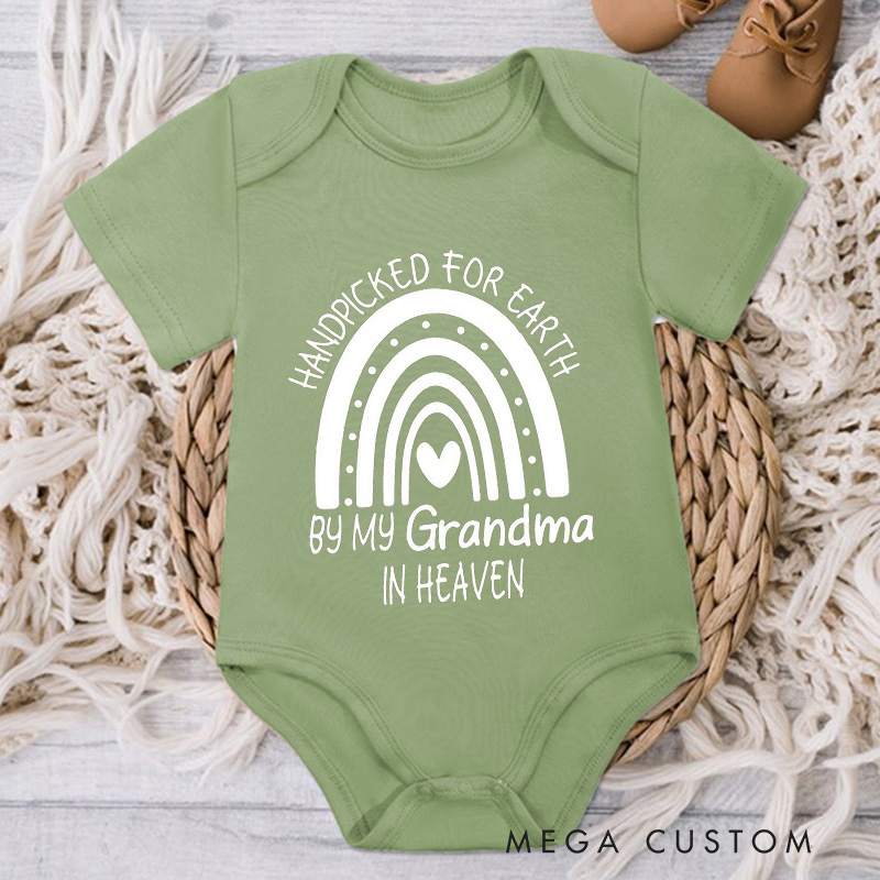 Personalized Handpicked for Earth Onesie Heaven Sent Bodysuit in Heaven Onesie Baby Announcement Onesie New Baby Gift Baby Shower Gift