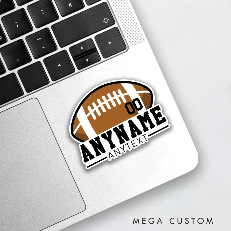 Personalized American Football and Rugby Sticker with Custom Player Name, Jersey Number and Text