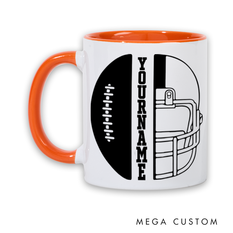 Personalized Football Mug with Custom Name and Helmet Design