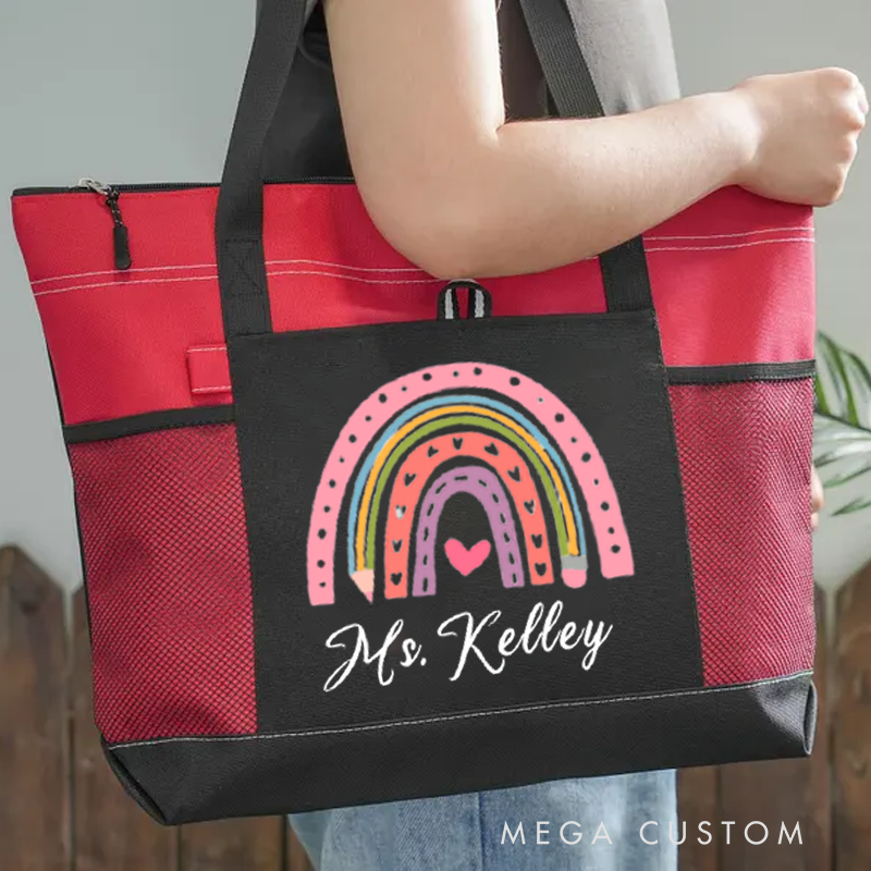 Personalized Teacher Canvas Tote Bag Fashion Design Teacher Appreciation Gifts