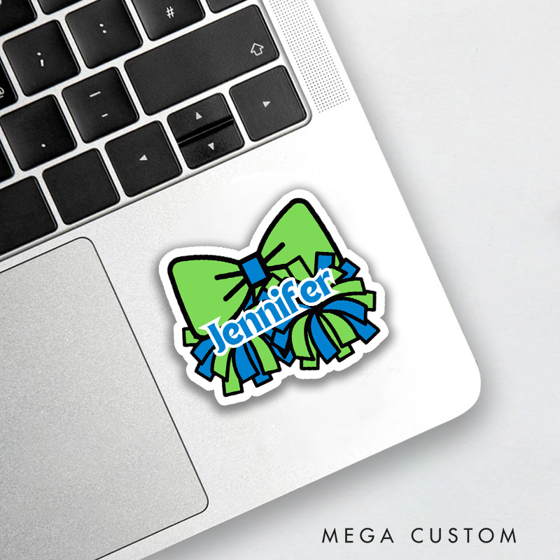 Personalized Sport Cheer Team Spirit Bow Sticker with Custom Player Name for Fans