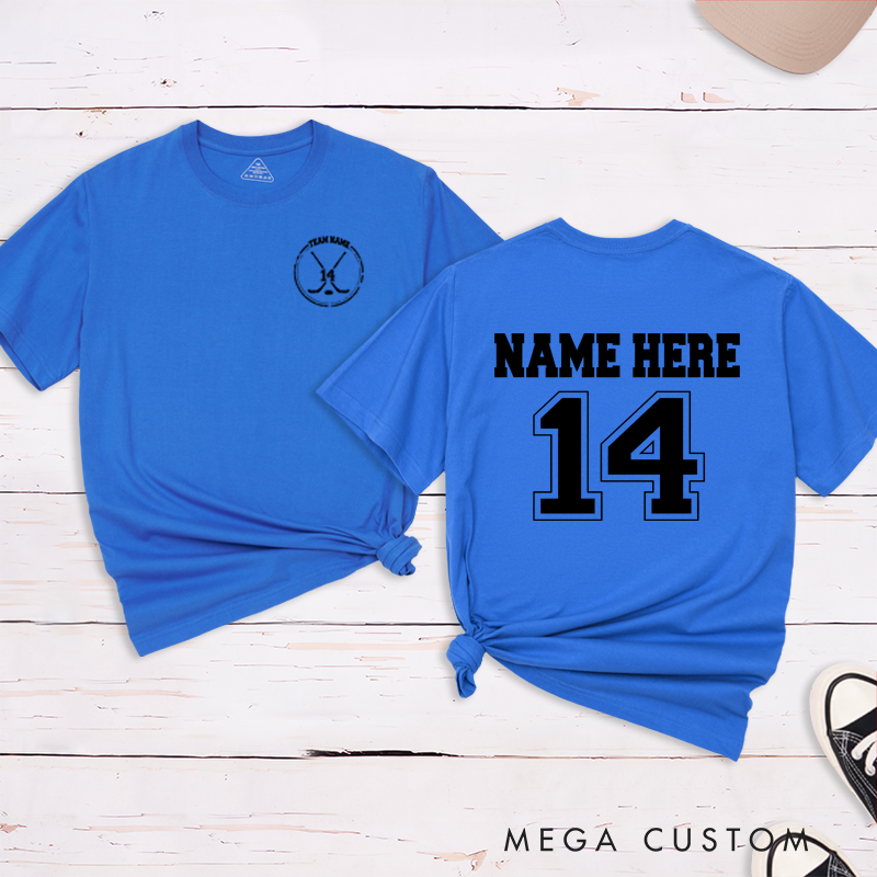 Personalized Team Hockey T-Shirt with Custom Name and Number