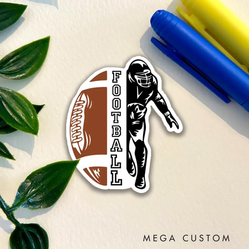 Personalized American Football Team Sticker with Custom Player Tsxt for Water Bottle Decal
