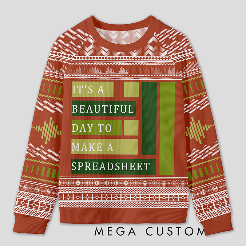 Personalized Spreadsheet Geek Humor Ugly Sweater Office Holiday Party Gift for Accounting Professionals