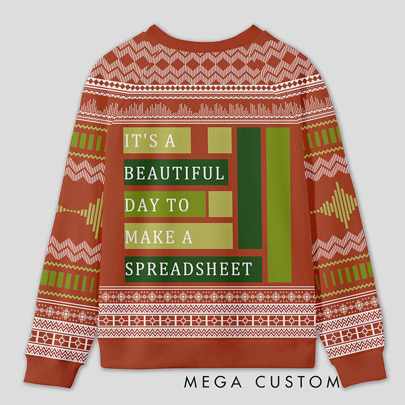 Personalized Spreadsheet Geek Humor Ugly Sweater Office Holiday Party Gift for Accounting Professionals