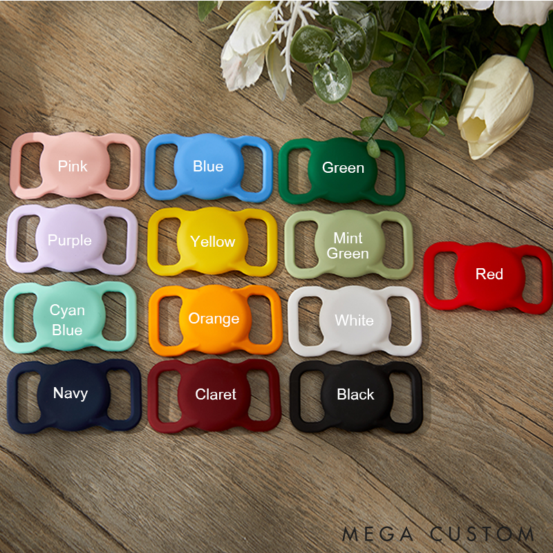 Personalized Pet AirTag Collar Holder Custom Silicone Dog Name Tag Engraved Slide on Dog Name Tag