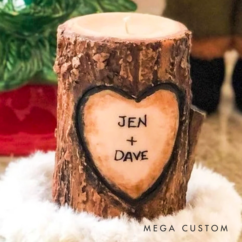 Personalized Log Candle (All Wax) Scented Soy Names Valentines Day Boyfriend Gift 16th Anniversary Christmas Gift For Him Or Her Romantic