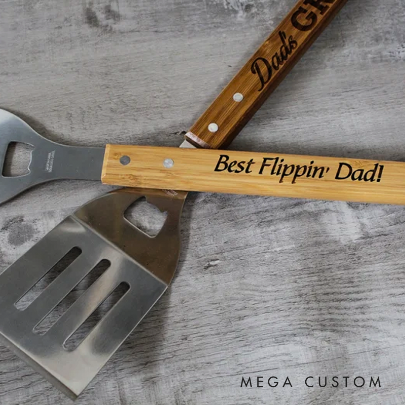 Personalized Bbq Spatula Or Tool Set Christmas Gift For Dad Or Stepdad Grilling Accessories For Grandpa Grill Gift For Guys Gift Idea