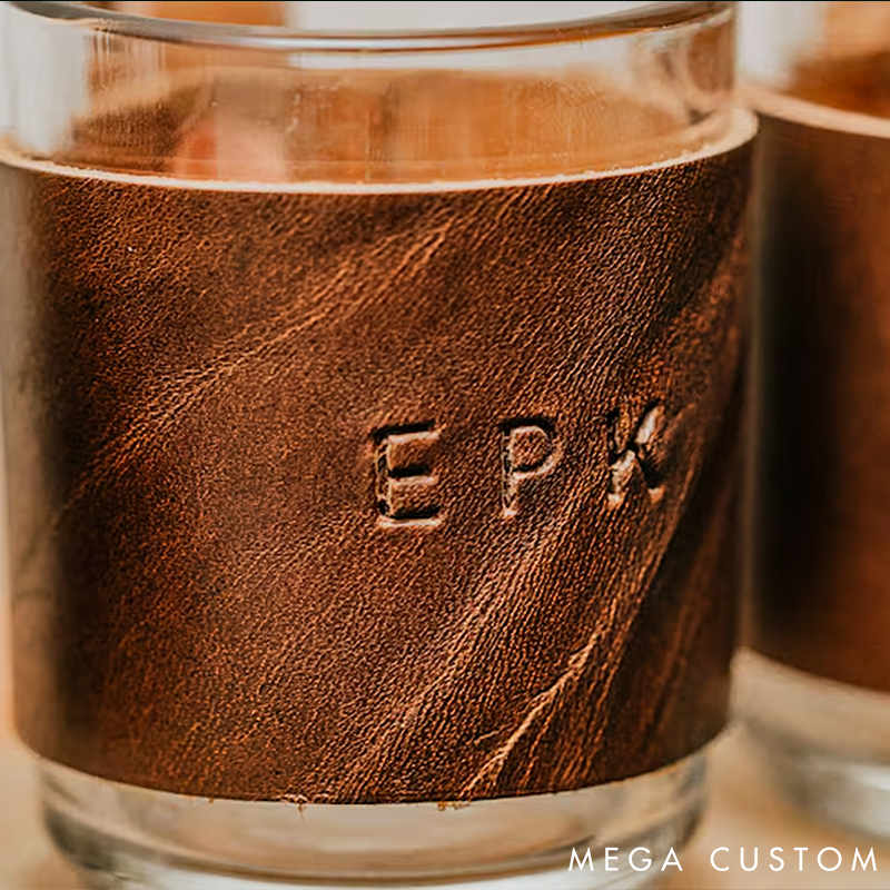 Espresso Cup Handmade Glass with Leather Wrap
