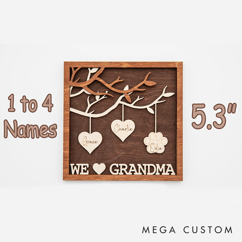 Family Tree Hanging Heart 3D Wall Hanging Decoration or Gift with Stand Perfect for Mothers Day Fathers Day