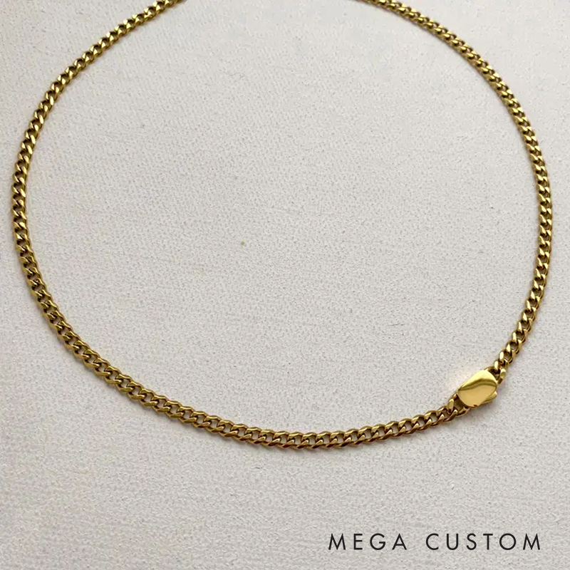 Personalized Cuban Link Chain Engraved Miami Cuban Link Chain- 4mm Waterproof Gold Silver Monogram Necklace For Men