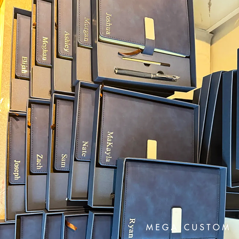 Personalized Leather Notebook Custom Leather Journal Set Personalised A5 Vegan Leather Notebook Initial Notebook Gifts Personalized journal