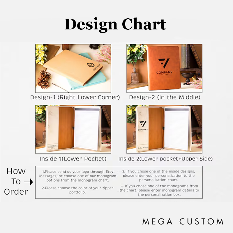 Personalized Refillable Portfolio Custom Portfolio With Zipper Custom Leather Portfolio Personalized Padfolio Business Gift Phd Gift