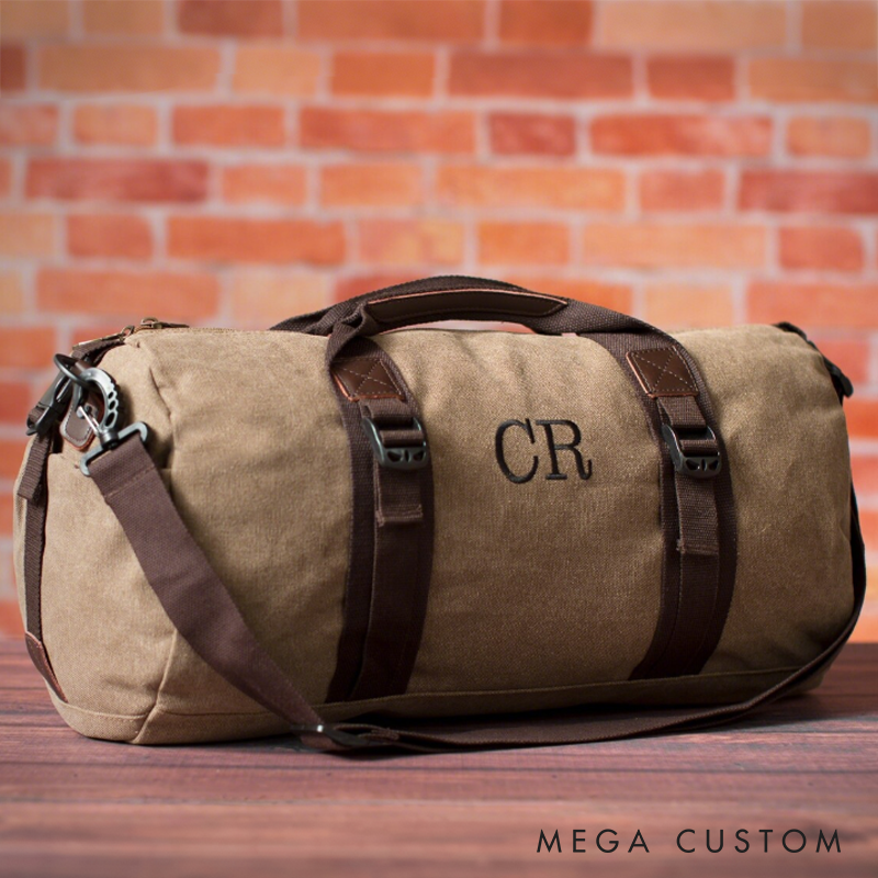 Personalized Canvas Duffle Bag Men's Travel Overnight Bag Custom Holiday Gift for Him Men's Duffel Bag Gym Bag