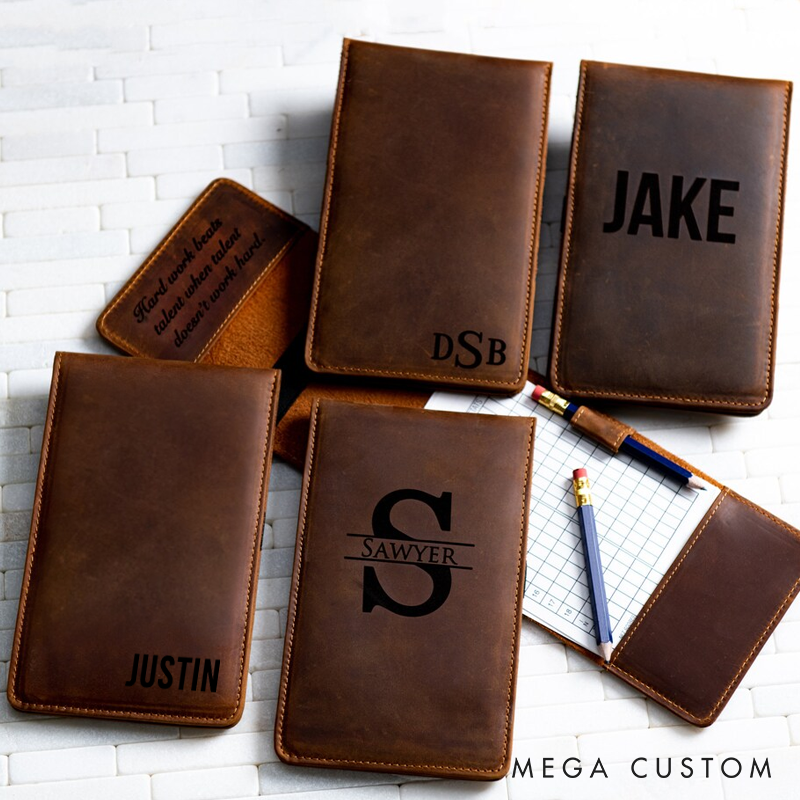 Personalized Golf Scorecard Yardage Book Holder Custom Name Leather Golf Scorecard Holder Golfer Unique Gifts