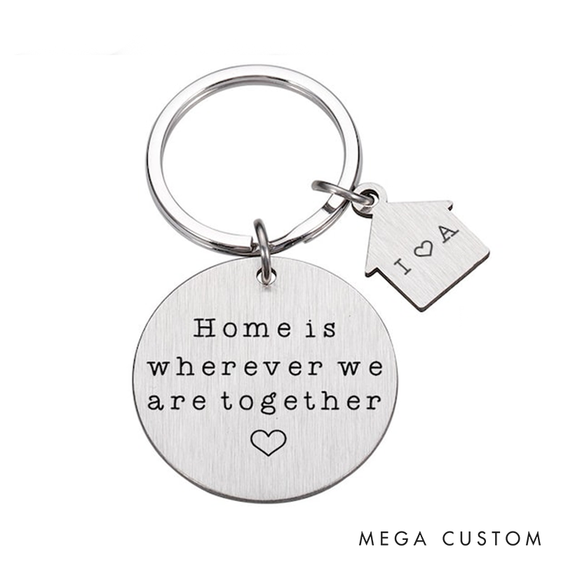 Personal New Home Keychain Custom Stainless Steel Couples Keychain Home Gift Couples Keychains New Homeowners New Home Gift