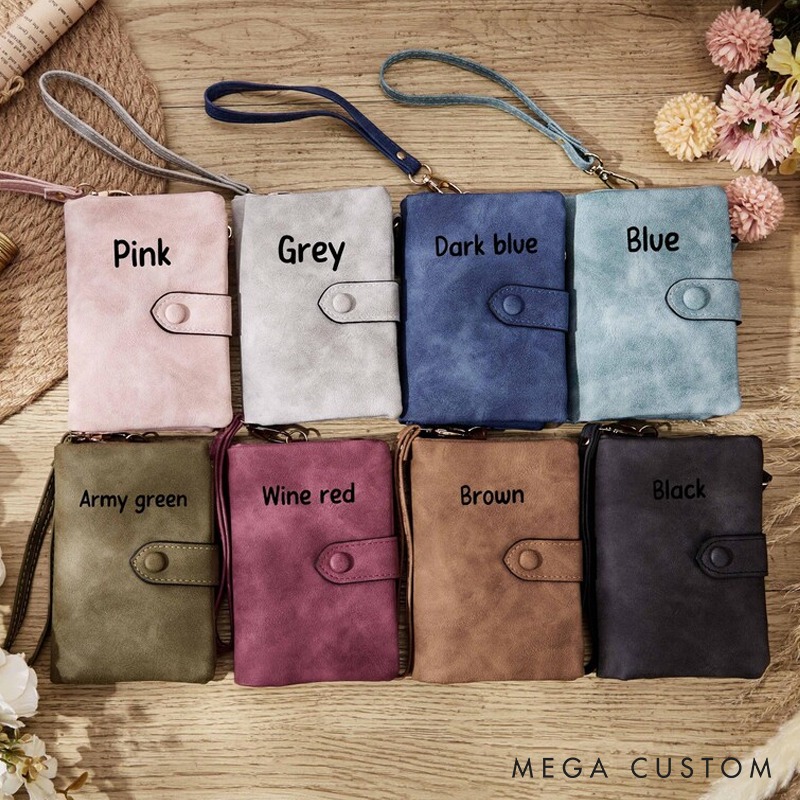Personalized Birth Flower Wallet for Girls Women Leather Wallet With Name and Birth Flower Birthday Gift for Girlfriend Wife Valentine's Day Gifts