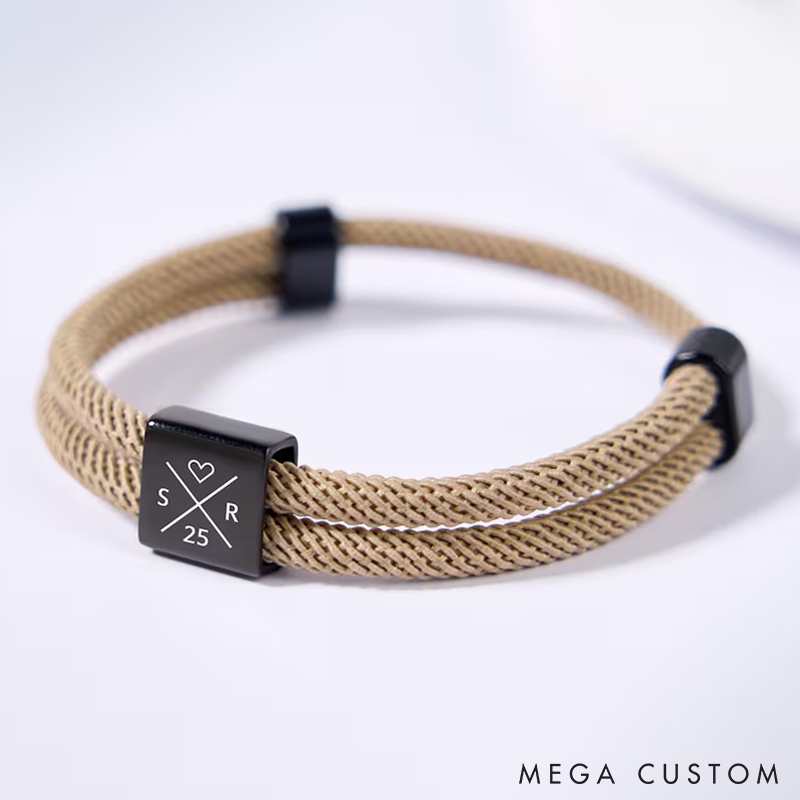 Personalized Bracelet for Him Adjustable Sliding Knot Bracelet Gift For Boyfriend Husband Anniversary Gift Couple Gift 