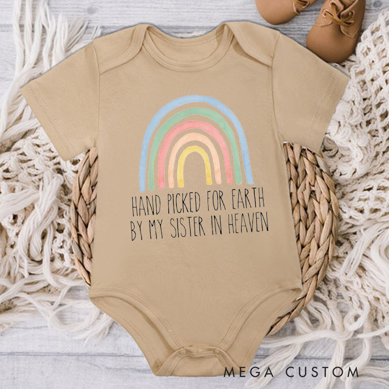 Personalized Handpicked for Earth by My Custom in Heaven Onesie Heaven Sent Onesie Baby Bodysuit Baby Shower Gift Baby Announcement Onesie New Baby