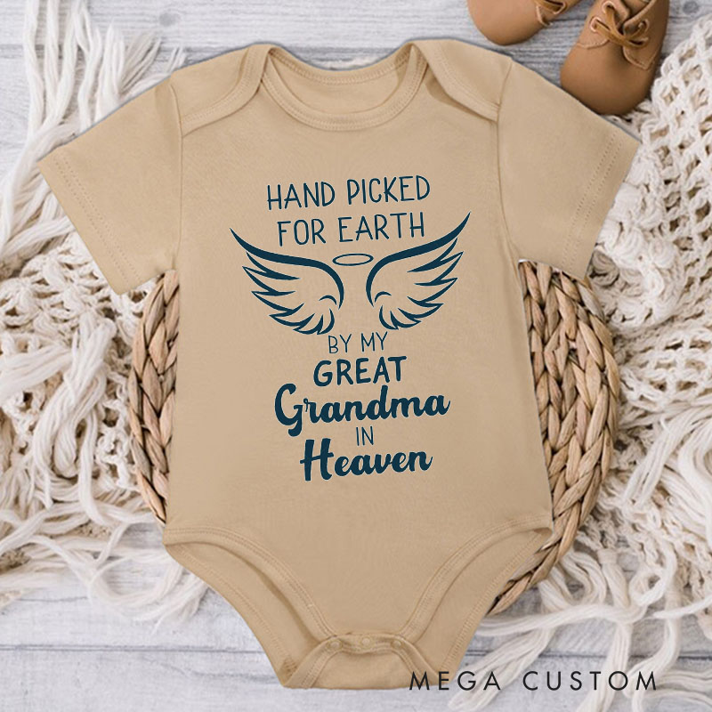 Personalized Handpicked for Earth by My Great Grandma Grandpa in Heaven Onesie Heaven Sent Onesie Bodysuit Baby Shower Gift Guardian Angel New Baby