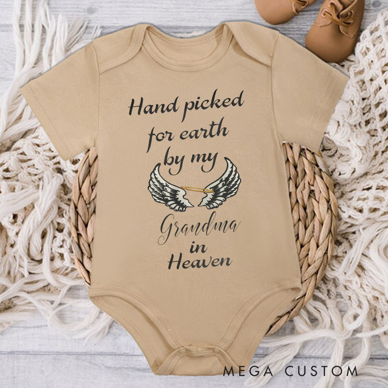 Personalized Handpicked for Earth by My Custom in Heaven Onesie Heaven Sent Onesie Bodysuit Baby Shower Gift Guardian Angel New Baby