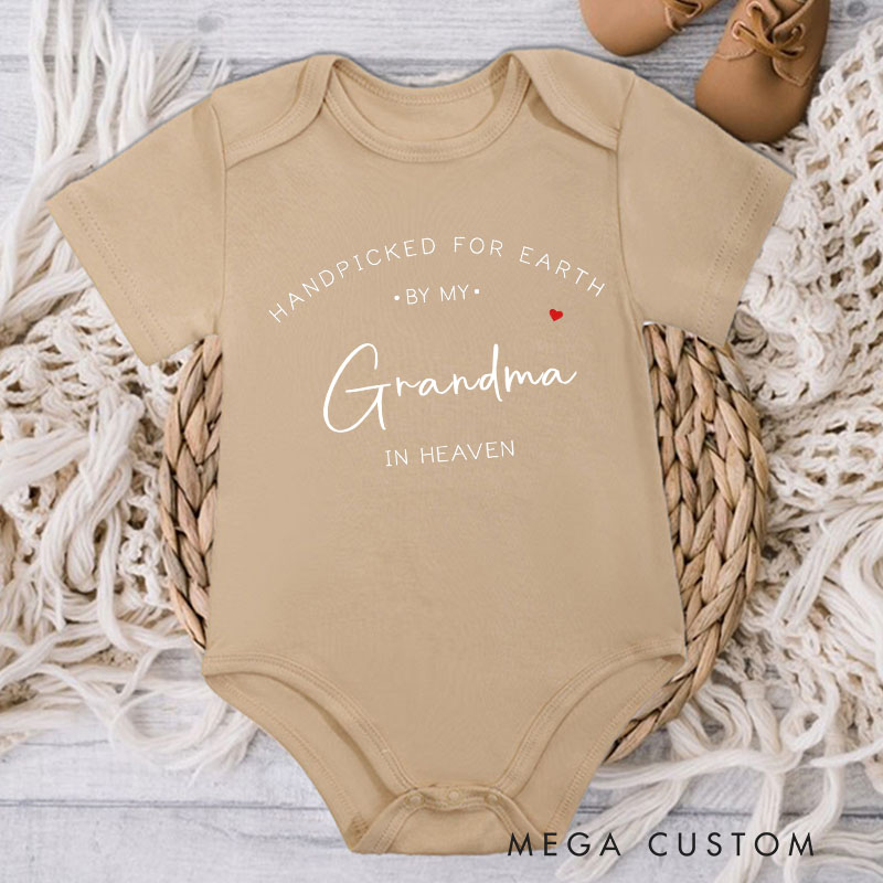 Personalized Handpicked for Earth Onesie Grandma Grandpa in Heaven Bodysuit Announcement Baby Onesie Baby Shower Gift Heaven Sent Onesie New Baby Gift
