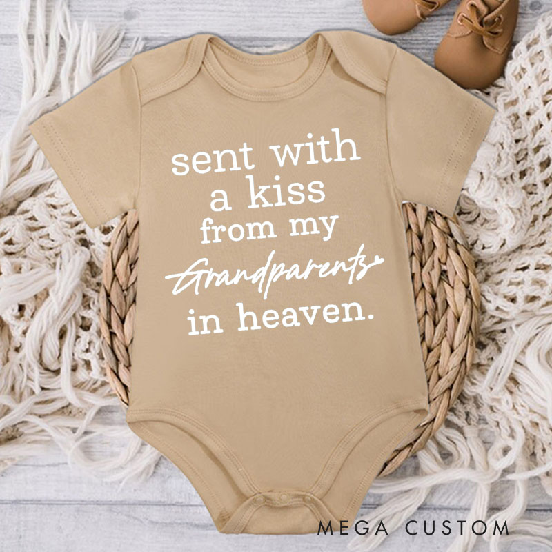 Personalized Sent with A Kiss from My Custom in Heaven Baby Bodysuit Newborn Onesie Baby Shower Gift Baby Announcement Onesie Heaven Sent New Mom Gift