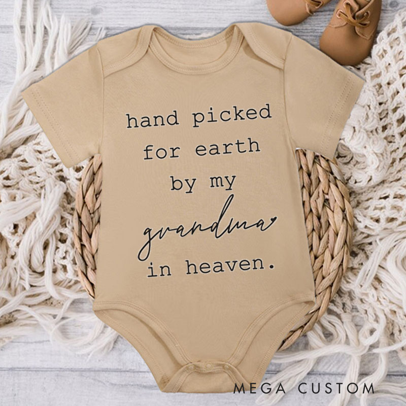 Personalized Handpicked for Earth Onesie in Heaven Onesie Custom Baby Bodysuit Heaven Sent Onesie Baby Announcement Onesie  Baby Shower Gift New Baby
