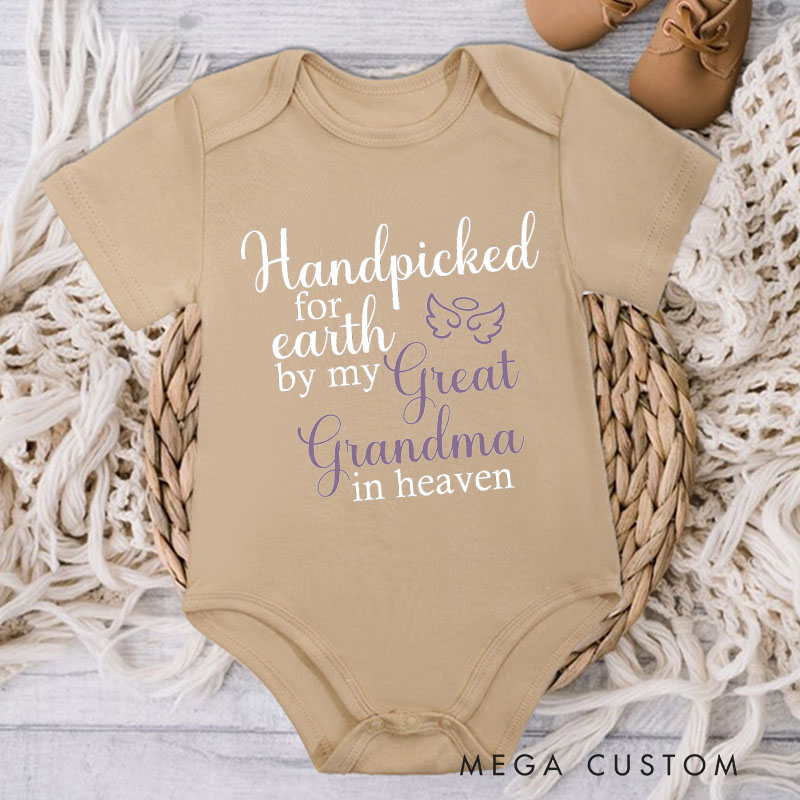 Personalized Onesie Handpicked for Earth by My Custom in Heaven Bodysuit Baby Announcement Onesie Baby Shower Gift Heaven Sent Onesie New Baby Gift
