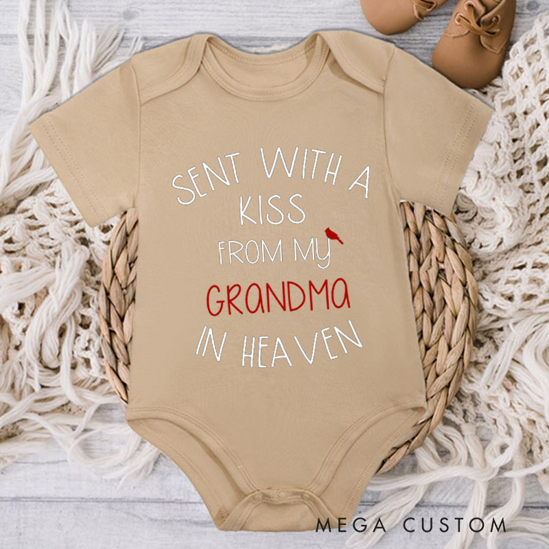 Personalized Sent with A Kiss from My Custom Name in Heaven Baby Bodysuit Newborn Onesie Baby Shower Gift Announcement Onesie Heaven Sent New Baby