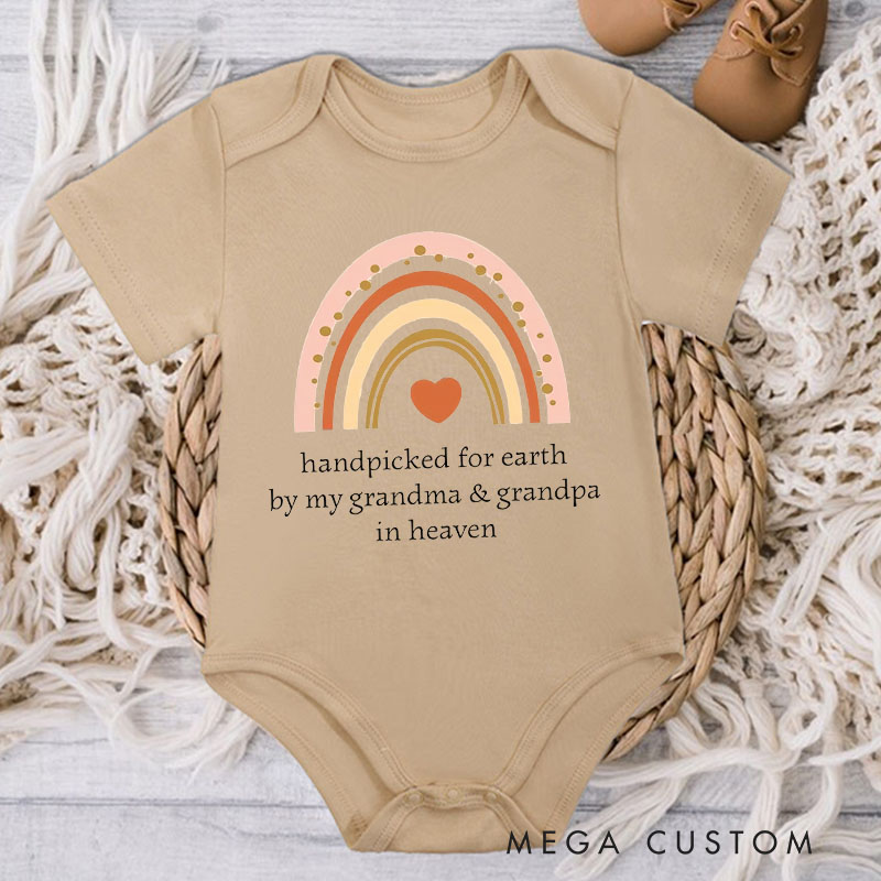 Personalized Onesie Handpicked for Earth by My Grandma and Grandpa in Heaven Custom Bodysuit Heaven Sent Onesie Baby Announcement Baby Shower Gifts