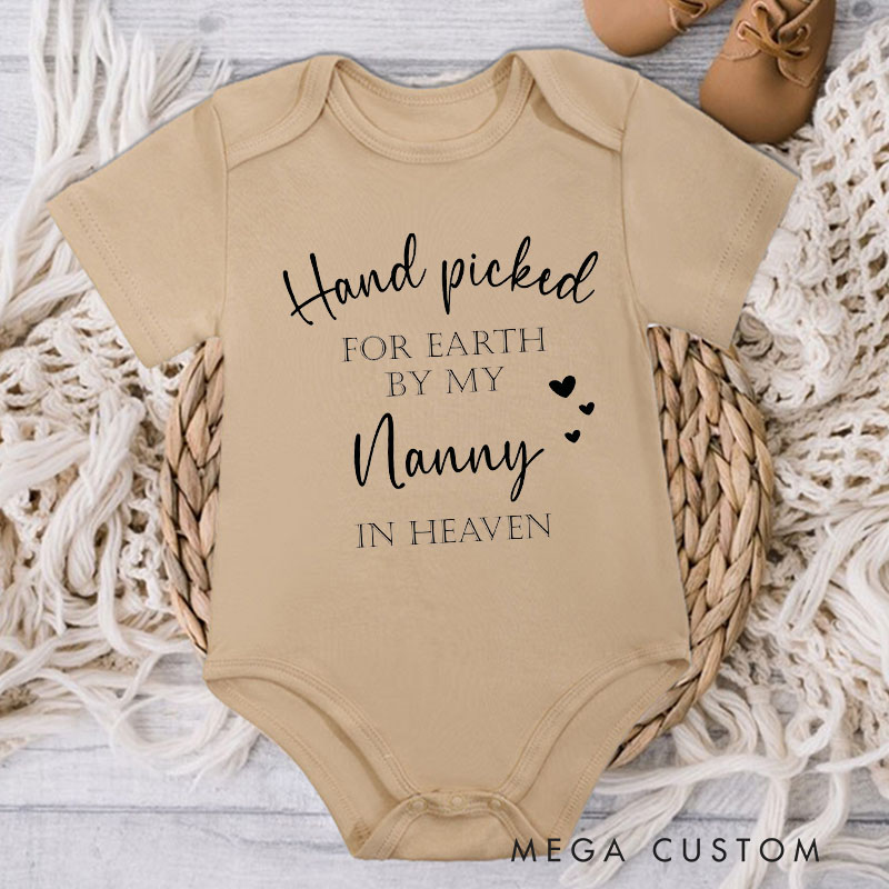 Personalized Handpicked for Earth by My Custom in Heaven Bodysuit Memorial Onesie Baby Announcement Bodysuit Heaven Sent Onesie Baby Shower Gift