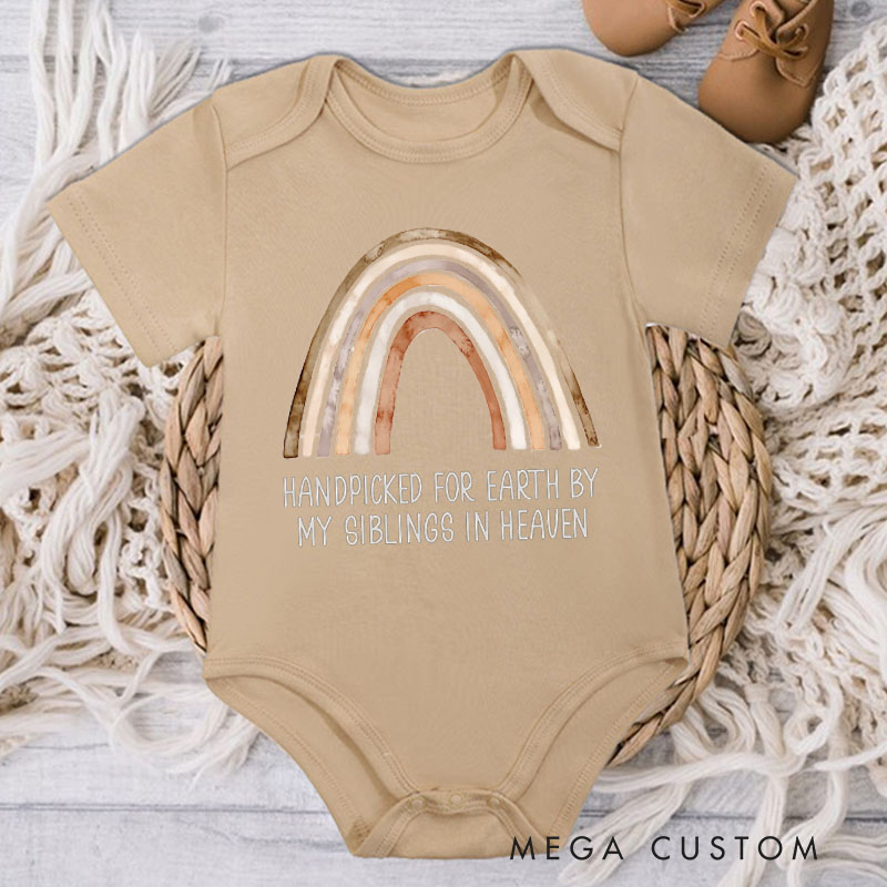 Personalized in Heaven Baby Onesie Handpicked For Earth by My Custom in Heaven Bodysuit Baby Memorial Announcement Onesie Heaven Sent Baby Shower Gift