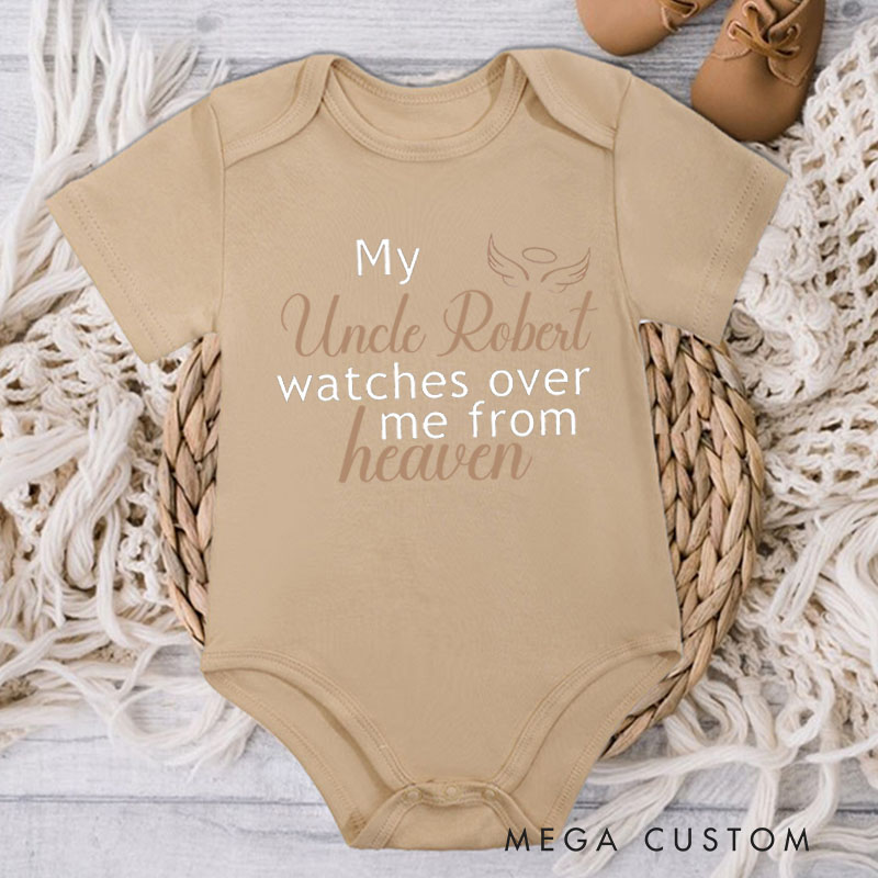 Personalized Onesie My Loved One Watches over Me from Heaven Bodysuit Uncle Aunt Grandma Grandpa Heaven Sent Onesie Baby Announcement Baby Shower Gift