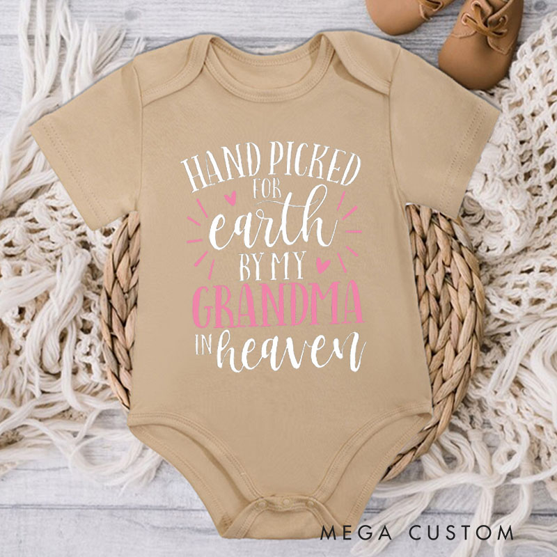 Personalized Hand Picked for Earth Onesie in Heaven Onesie Custom Heaven Sent Onesie Baby Announcement Bodysuit Baby Shower Gift In Memory of Bodysuit