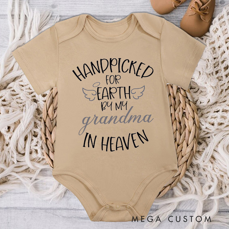 Personalized Handpicked for Earth Onesie Custom Heaven Sent Baby Bodysuit in Heaven Onesie Baby Onesie Announcement Onesie Baby Shower Gift New Baby