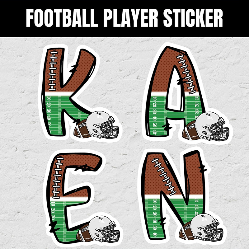 Personalized American Football Sticker with Custom Player Letter Name