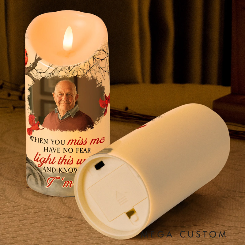 Personalized Photo LED Candle When You Miss Me Have No Fear Custom Memory Photo LED Candle