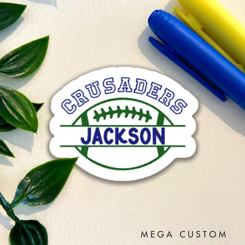 Personalized American Football and Rugby Sticker with Custom Team Name and Player Name