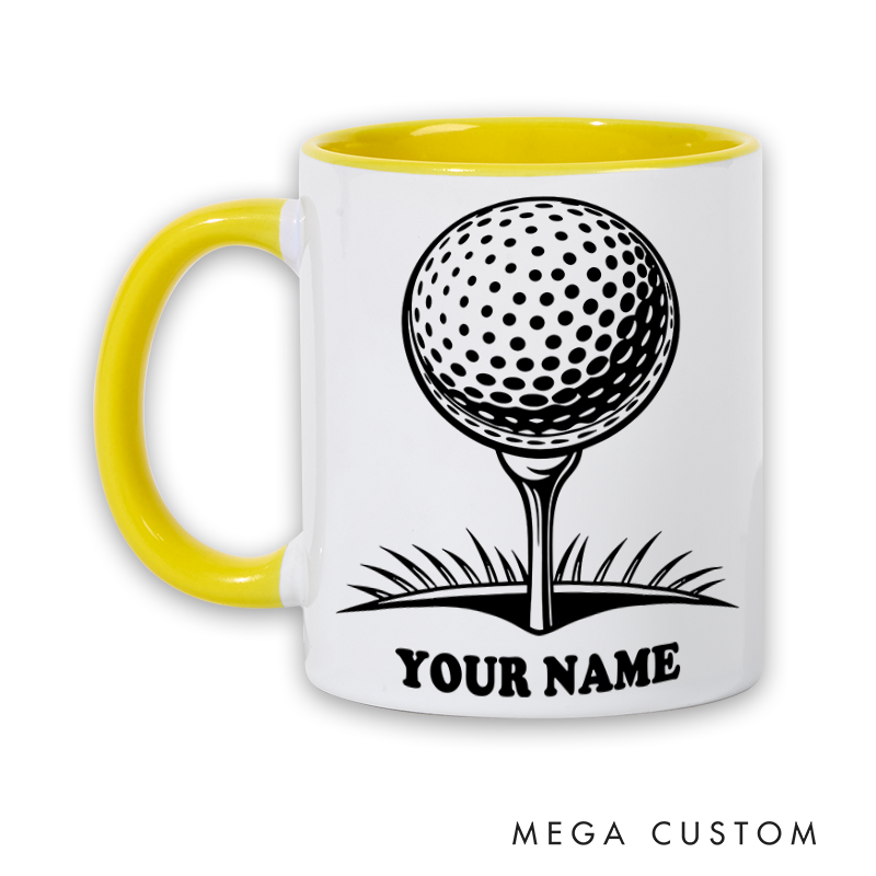 Personalized Golf Mug with Custom Name Golf Ball on Tee Design Perfect Gift for Golf Enthusiasts