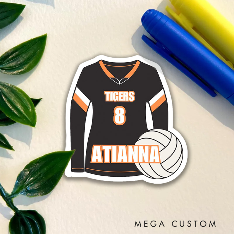 Personalized Volleyball Jersey and Ball Sticker with Custom Team Name, Player Name and Number