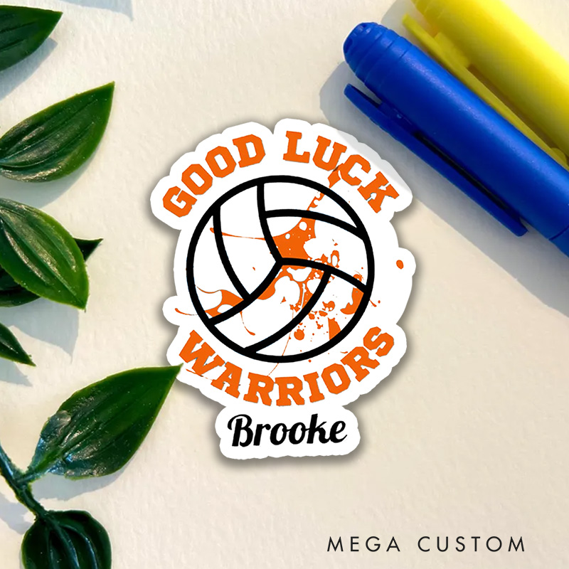 Personalized Good Luck Volleyball Sticker with Custom Player Name and Team Name for Athlete Sticker