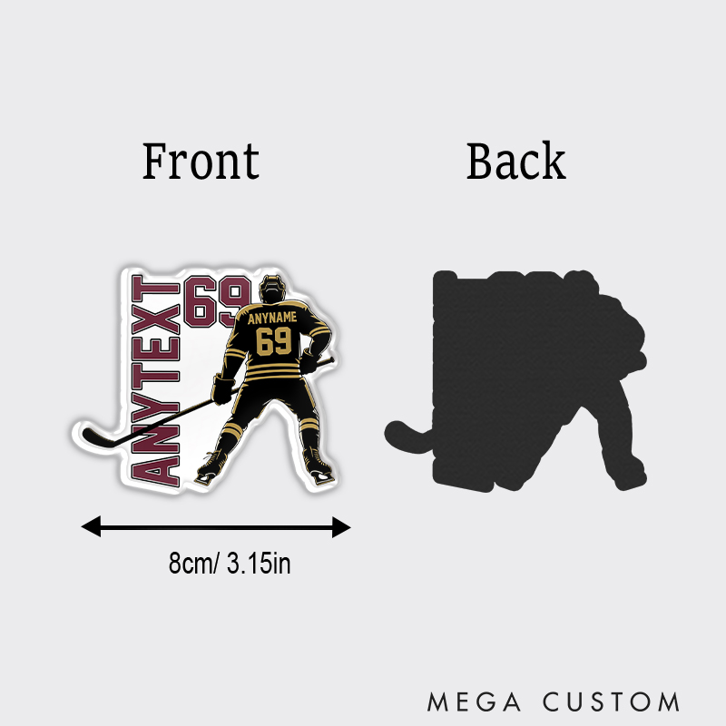 Personalized Ice Hockey Fridge Magnet Featuring Your Name and Number