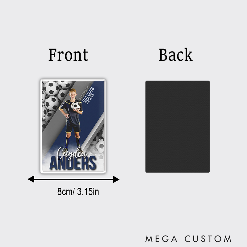 Personalized Soccer Photo Fridge Magnets with Custom Text for Senior Graduation Keepsake