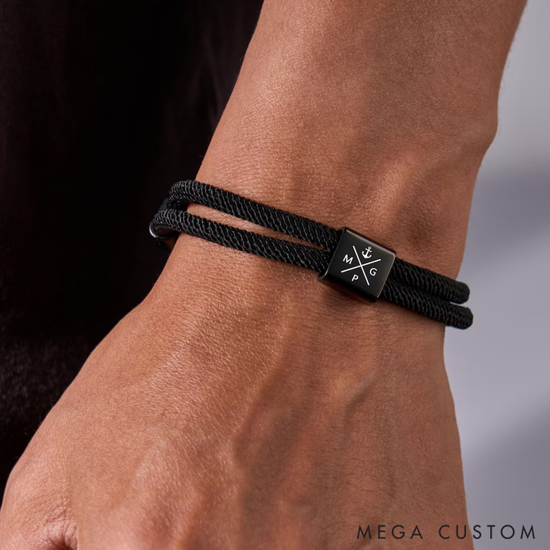 Personalized Bracelet for Him Adjustable Sliding Knot Bracelet Gift For Boyfriend Husband Anniversary Gift Couple Gift 