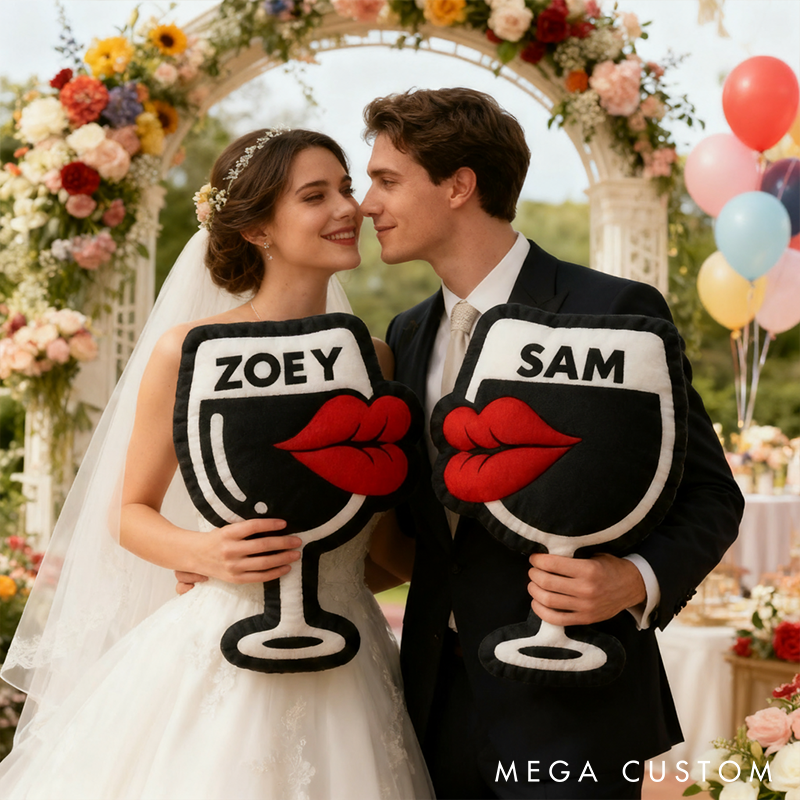 Personalized Wine Glass Shaped Throw Pillows Custom Name Pillow Couple Gifts Romantic Gift for Anniversaries Valentine’s Day and Home Decor