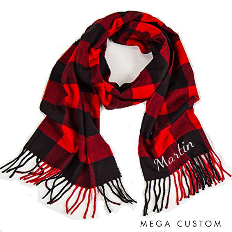Personalised Name Embroidered Scarf for Men Custom Monogram Scarf Winter Long Scarves Gifts for Boyfriend Dad Husband
